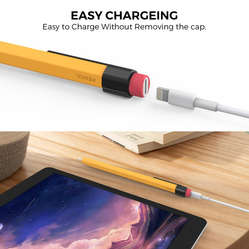 [Australia - AusPower] - TRONWIN Pencil Case for Apple Pencil 1st Generation Sleeve Silicone Protective Cover Skin with Sturdy Clip Compatible with Charger Adapter【NOT Included】 and Apple Pencil 1st Generation 