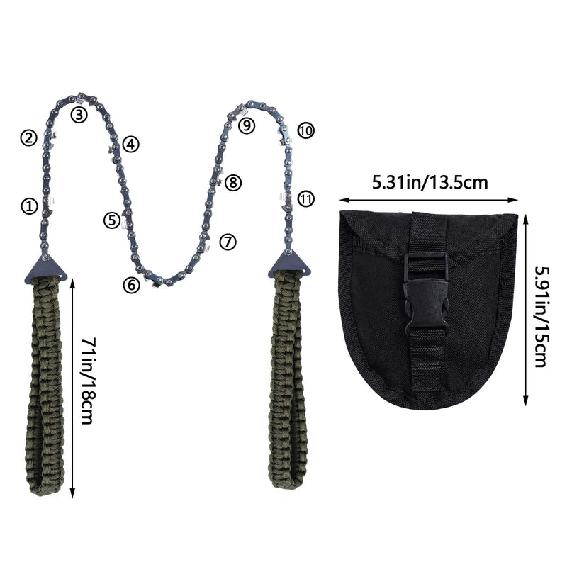 [Australia - AusPower] - Pocket Chainsaw with Paracord Handle, Folding Chain Hand Saw, Emergency Outdoor Survival Gear for Camping, Hunting, Hiking, Cutting Wood & Tree(26 inches -11teeth) 