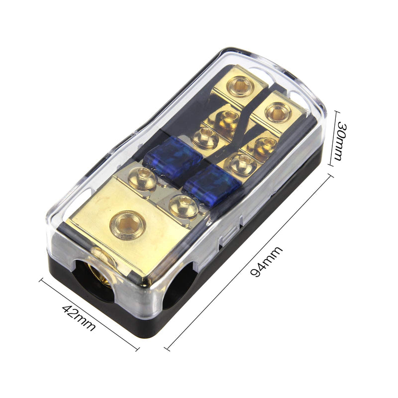 [Australia - AusPower] - ZOOKOTO Copper Distribution Block, 0GA(4/6/8/10) GA to 4(6/8/10) GA 60 Amp Mini ANL 2 Way Fuse Holder 60A 