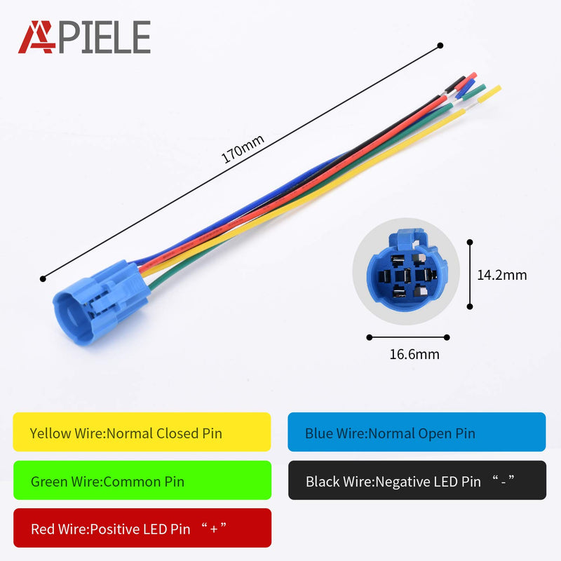 [Australia - AusPower] - APIELE 16mm 12V Momentary Speaker Horn Push Button Toggle Switch 0.63" Mounting Hole 1NO 1NC SPDT with Pre-Wiring Socket for Car Auto Motor Black Shell (Blue, Black Shell) Blue/Black Shell 