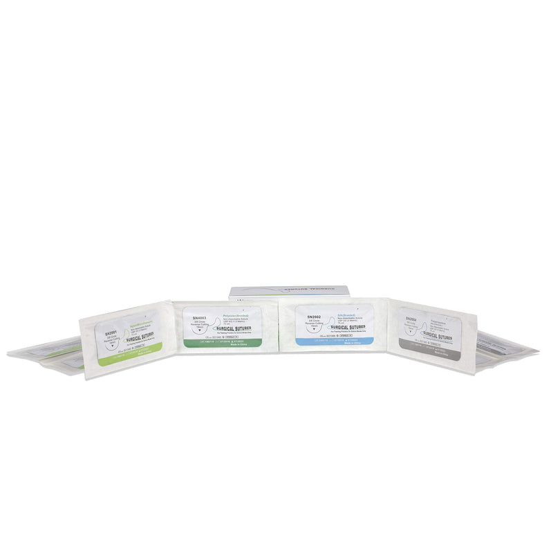 [Australia - AusPower] - Vision Scientific 5” X 7” Suture Training Pad | 14 Pre-Cut Wounds W Acrylic Base | 24 PK 75cm Mixed Variety Surgical Suture Threads W Curved Needle | 3 Layers Tissue (Educational & Training Use Only) 