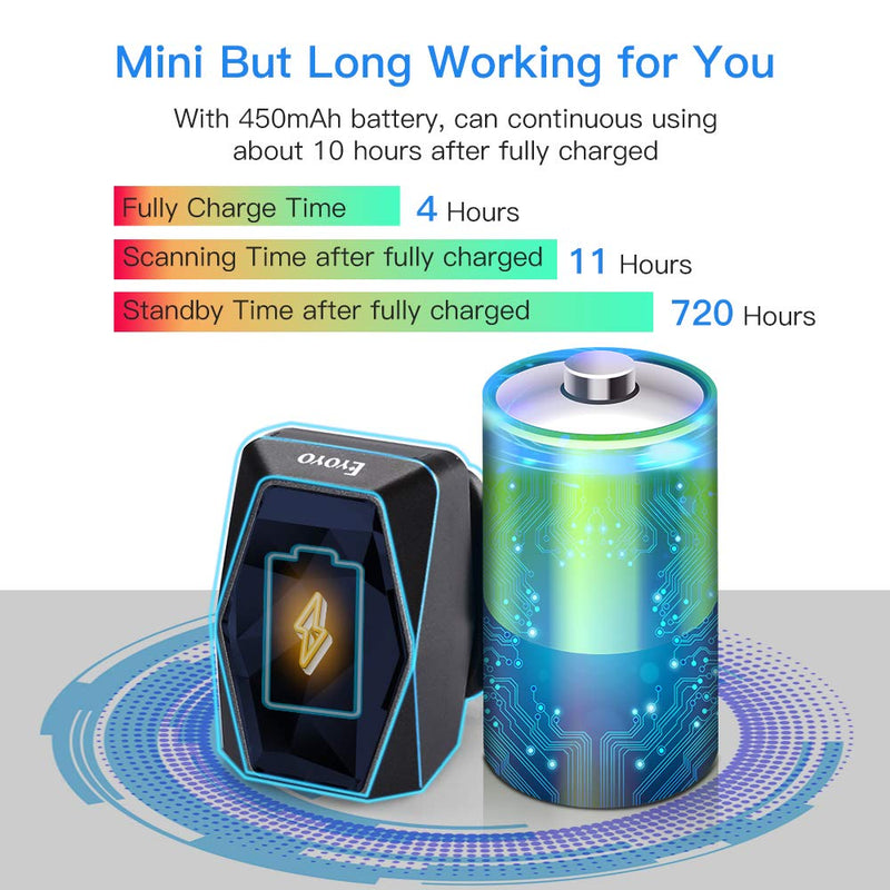 [Australia - AusPower] - Upgraded Eyoyo 1D Wireless Ring Barcode Scanner Bluetooth, 3-in-1 USB Wired Inventory Bar Code Scanner Fast Scanning Portable Mini Finger Barcode Reader for Tablet iPhone IPad Android Windows Mac 