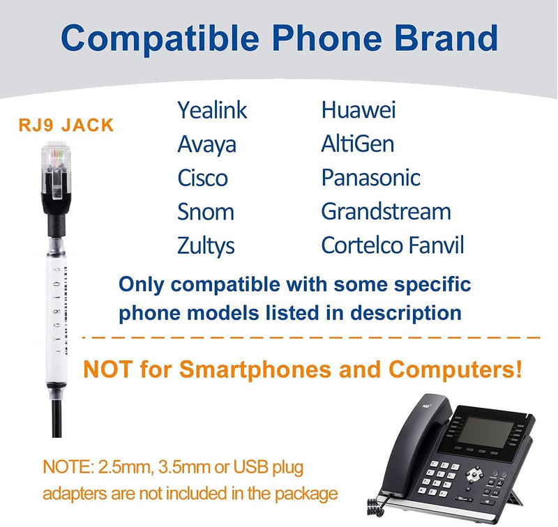 [Australia - AusPower] - Arama Phone Headset with Noise Canceling Mic & Mute Switch RJ9 Telephone Headset Compatible with Yealink T20P T21P T26P T23G T46G T48G T42S T46S Avaya 1608 9608 9611 Grandstream Panasonic Snom 