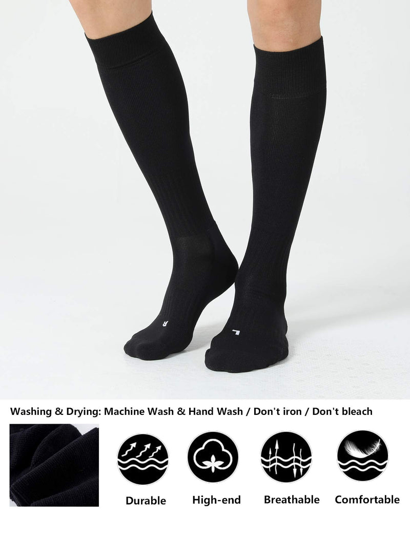 [Australia - AusPower] - CS CELERSPORT 2 Pack / 3 Pack Soccer Softball Baseball Socks for Youth Kids Adult Over-The-Calf Multi-Sport Socks Cushioned Black (2 Pack) X-Small 