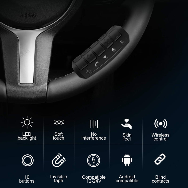 [Australia - AusPower] - ANKEWAY Steering Wheel Controller for Android Car Radio, Installation Only Takes 5 Minutes, 10 Function Buttons for Controlling Hands-Free Calling/GPS Navigation/Radio/Music/Video 