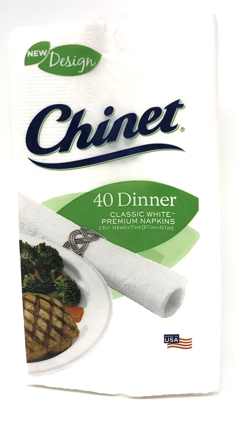[Australia - AusPower] - Chinet Classic White Premium Dinner Napkins, 2 Ply, 40 Count (Pack of 3) 
