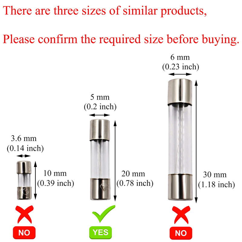 [Australia - AusPower] - SIXQJZML 10 Pack F5AL Fast-Blow Fuse 5A 5amp 125V Glass Fuses 0.2 x 0.78 Inch / 5 x 20 mm (125Volt) (F5A) 