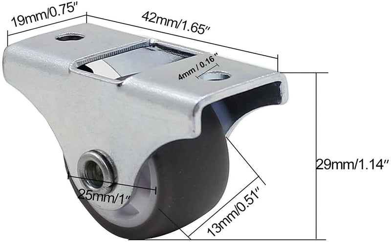 [Australia - AusPower] - Luomorgo 8 Pack 1" Caster Wheels Rigid Fixed Non Swivel Casters with Metal Top Plate No Noise TPE Wheels for Furniture, 141 Total Capacity 