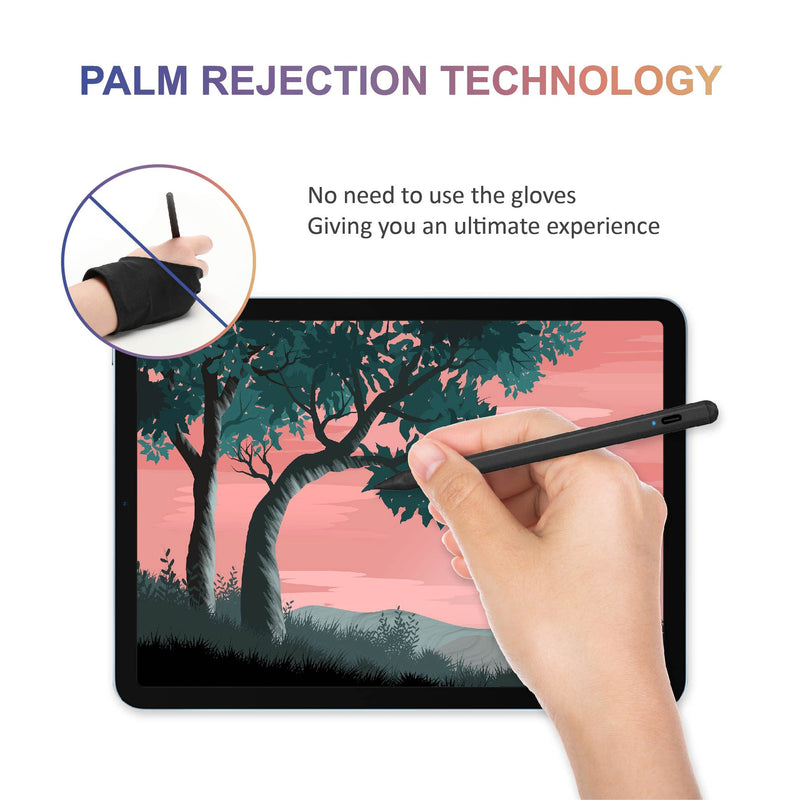 [Australia - AusPower] - Stylus Pen for iPad (Black) - Palm Rejection Alternative Apple pen 2nd Gen ipad Pro 11/12.9 Inch 2018-2021, Lapiz para iPad 6/7/8/9th,iPad Mini 5/6th,iPad Air 4th/3rd, Tilt Sensitivity Magnetic Stylus Black 