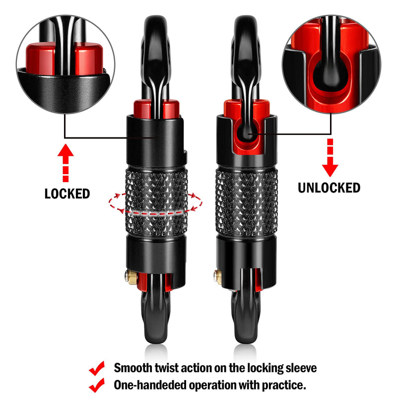 [Australia - AusPower] - FresKaro UIAA Certified 25KN Auto Locking Climbing Carabiner Clips,Twist Lock and Heavy Duty Carabiners for Rock Climbing, Rappelling and Mountaineering, D Shaped 3.93 Inch, Large Size, Black 