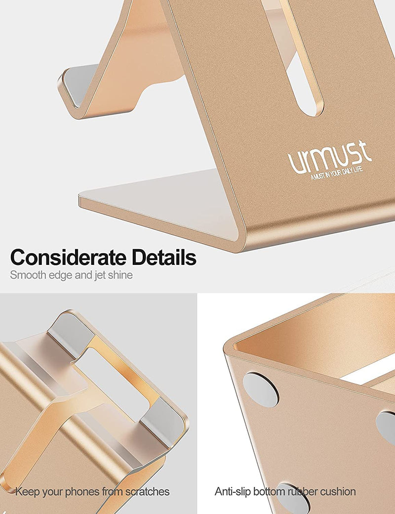[Australia - AusPower] - Desk Cell Phone Stand Holder Aluminum Phone Dock Cradle for iPhone 13 12 11 Pro Xs Max Xr X 8 7 6 6s Plus 5 5s 5c, Office Decor Office Supplies Accessories Desk (Gold) F-Gold 