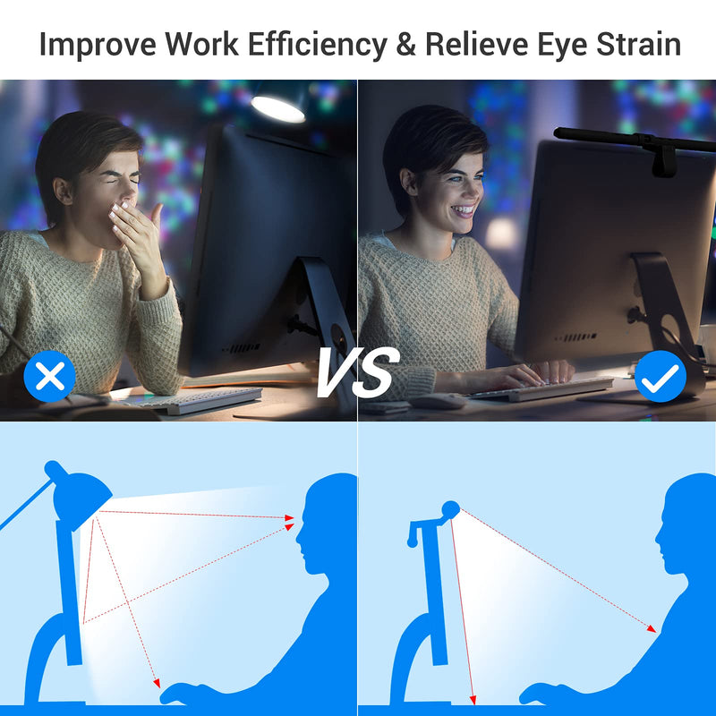[Australia - AusPower] - Computer Monitor Light, Screen Light Bar with No Glare for iMac(22~29'') Auto Photosensitive Countless Color Temperatures & Brightness USB LED Desk Lamp for Professional Designer/Software Programmer 