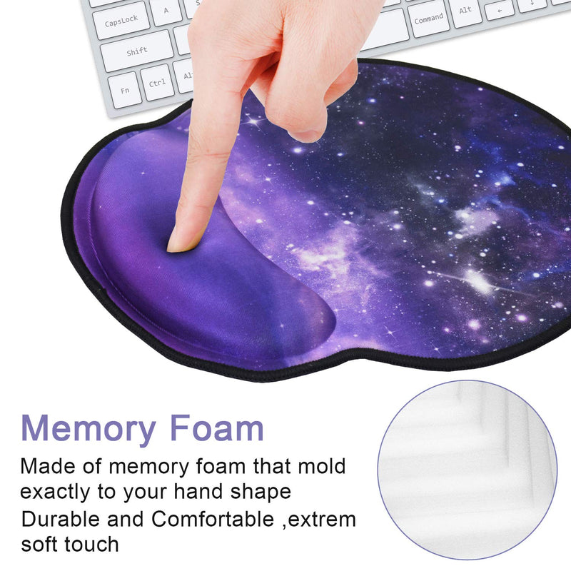 [Australia - AusPower] - Mouse Pads with Wrist Support,Ergonomic Mouse Pad for Women,Wrist Rest Mouse Pad for Laptop Computers,Non Slip Memory Foam Mousepad Stitched Edges,Home Working Office ,Purple Starry Sky Purple Dream Starry Sky 