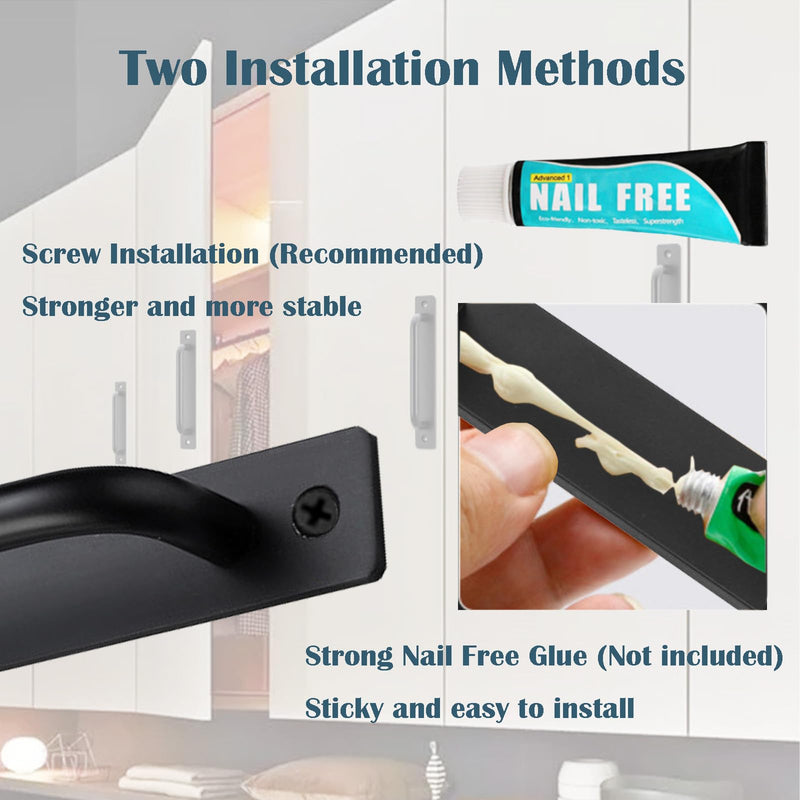 [Australia - AusPower] - WIENOLOA Barn Door Handles 2 Pack, Sliding Door Handle 5 inch Hole Center Black Cabinet Handles Aluminum Alloy Gate Door Pulls with Plate for Sliding Closet Door Hardware Pull Handle(5.83inch) 5.83inch 
