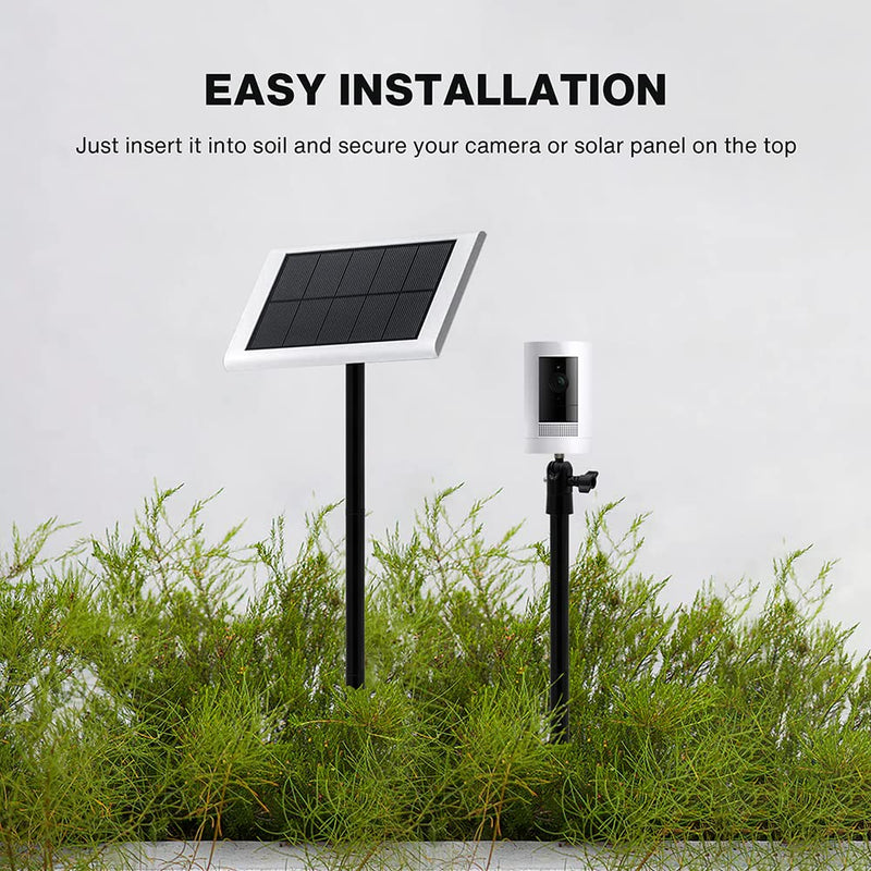 [Australia - AusPower] - Holicfun Security Camera Ground Stake, Heavy Duty Stand Mount with Adjustable Angle and Height for Ring, Blink, Arlo, Eufy, Wyze, Google Nest, Simplisafe Cameras and Solar Panels (Black) 