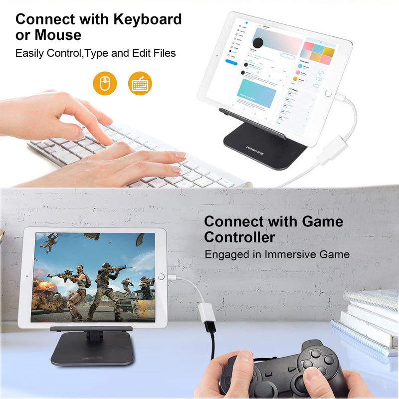 [Australia - AusPower] - BUFFRIG USB Camera Adapter, Plug and Play, USB Female OTG Adapter Compatible with iPhone iPad, Support Card Reader, USB Flash Drive, Keyboard, Mouse, Audio Interface and Microphone 