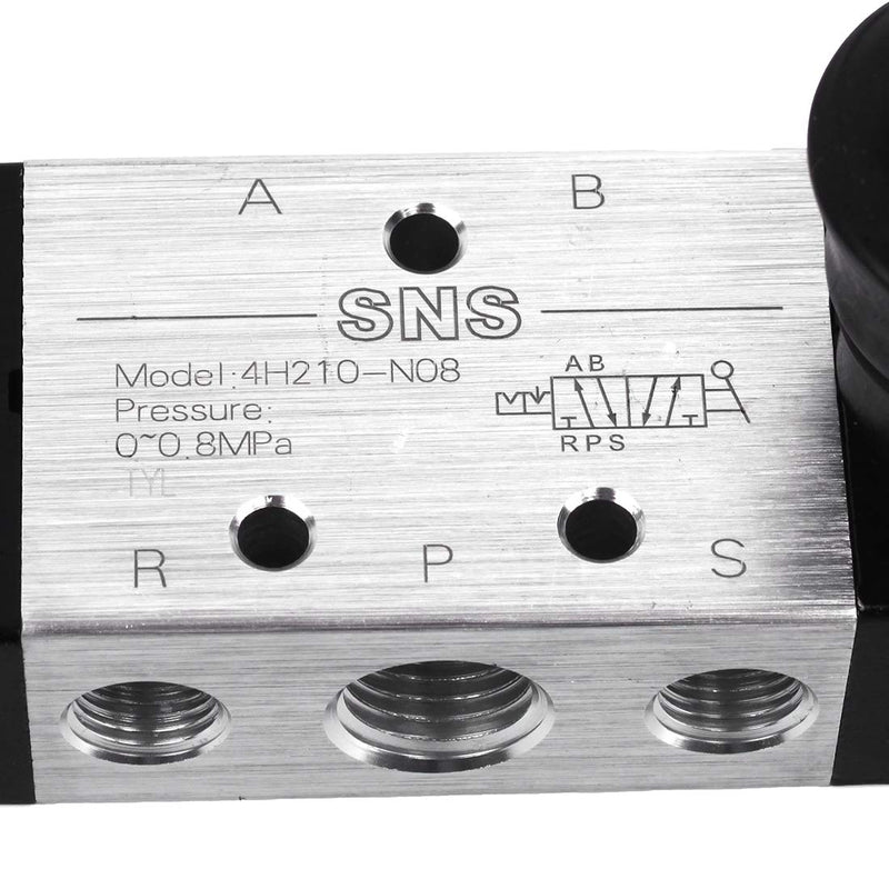 [Australia - AusPower] - SNS 4H210-N08 1/4 NPT Aluminium Alloy Hand Valve 5 Way 2 Position Electric Solenoid Valve Manual Controlled Direct Acting Type 