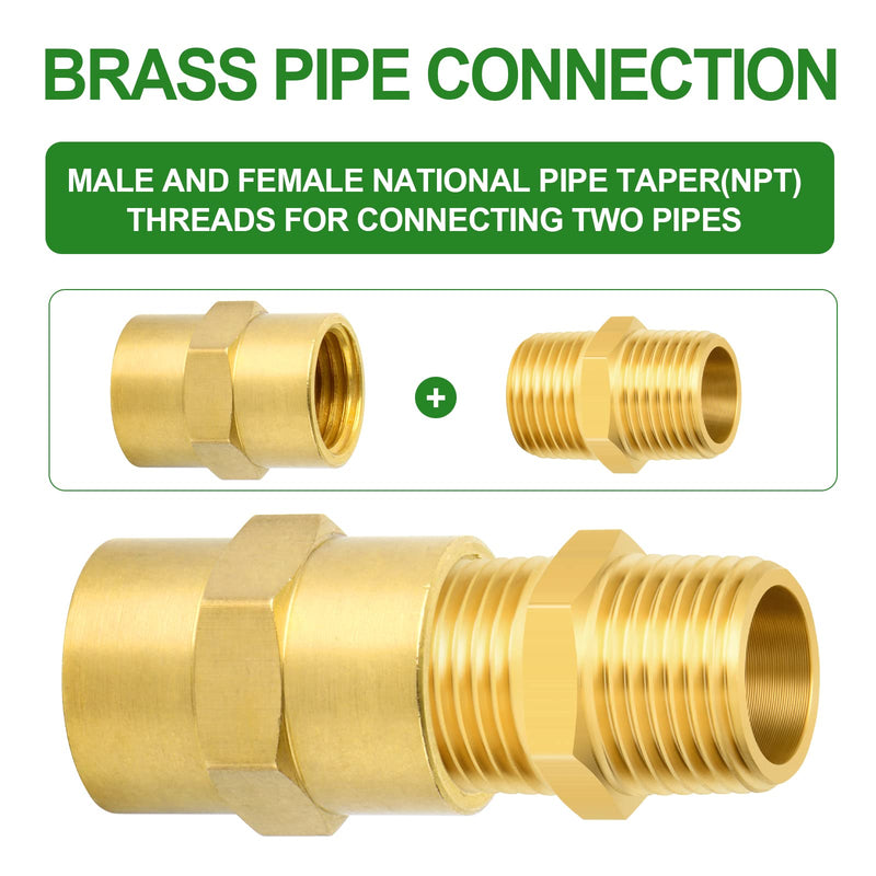 [Australia - AusPower] - TAISHER 5PCS Brass Pipe Fitting, Coupling, 1/2-Inch Female Pipe x 1/2-Inch Female Pipe 1/2" NPT 5 