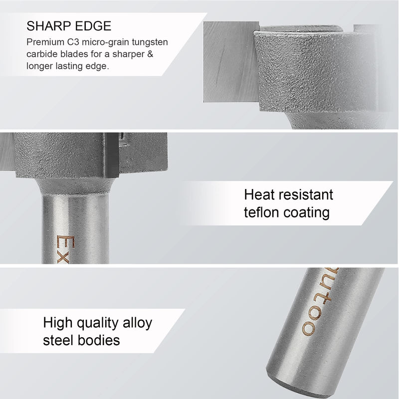 [Australia - AusPower] - Exqutoo 1/2" Shank 1-1/2 inch Cutting Diameter, 1/2 Height T Shape CNC Spoilboard Surfacing Router Bits, Wood Milling Cutter Planing Tool for Woodworking Tool 