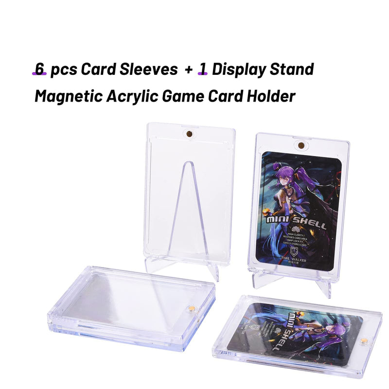 [Australia - AusPower] - Tpoael 35 PT Strong Magnetic Cards Sleeves 6 Card Brick + 1 Display Stand Clear Soft Pro Card Holder Fit Standard Trading Cards, Sports Cards,Baseball Card Cases Sports Card Collectibles, White Blue 