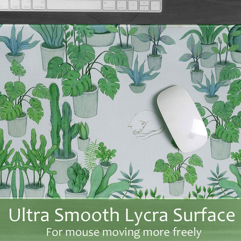 [Australia - AusPower] - Cute Large Mouse Pad, XL Gaming Mouse Pads, Big Extended Mousepad, Waterproof Desk Mat with Stitched Edge, Laptop Computer Keyboard Mat Desk Pad for Home Office, 27.6x11.8X0.12IN (Green Cactus) Green Cactus 