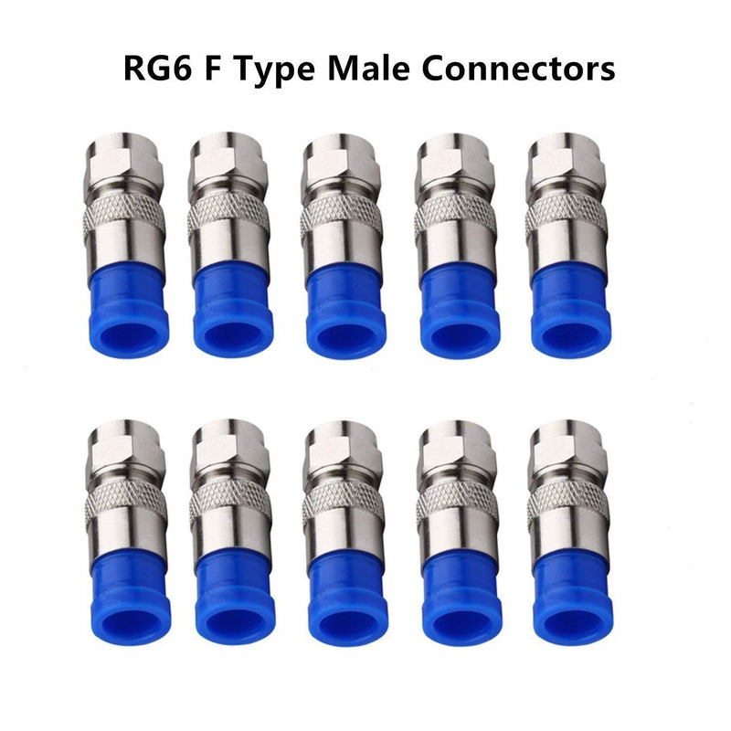 [Australia - AusPower] - Gaobige Coaxial Compression Tool Coax Cable Crimper Kit Adjustable rg6 rg59 rg11 75-5 75-7 Coaxial Cable Stripper with 10pcs F Compression Connectors - Blue 