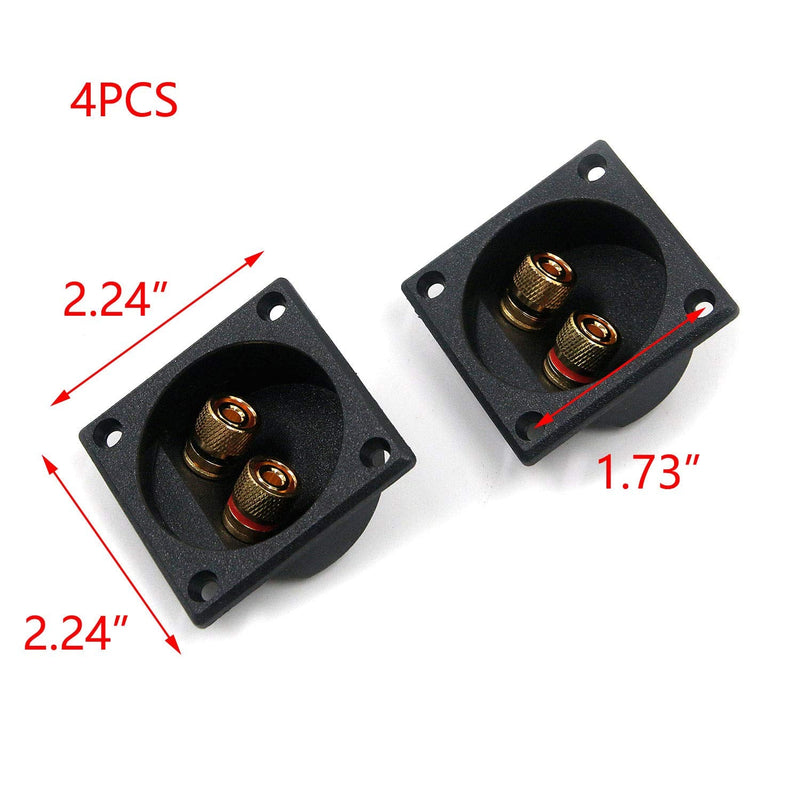 [Australia - AusPower] - T Tulead Speaker Terminal Cup Wire Connector Cup Square Speaker Cup 2 Way Spring Loaded Jack Pack of 4 with Mounting Screws 