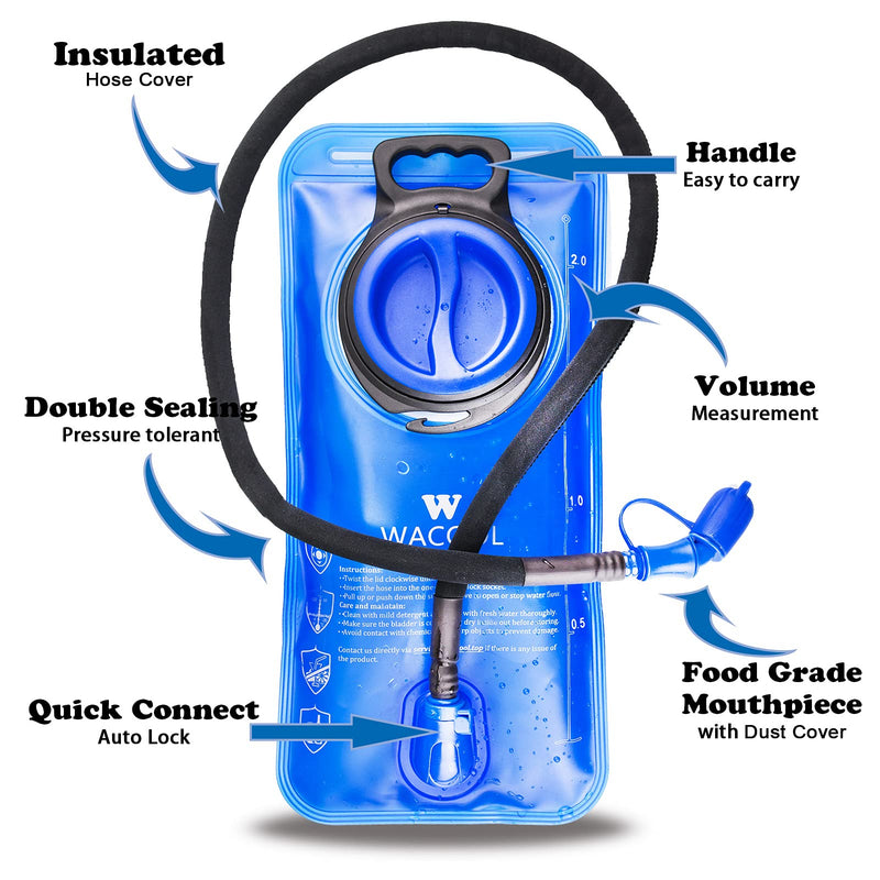 [Australia - AusPower] - WACOOL 2L 2Liter 70oz BPA Free PEVA Hydration Pack Bladder Leak-Proof Water Reservoir Hydration Bladder Only 