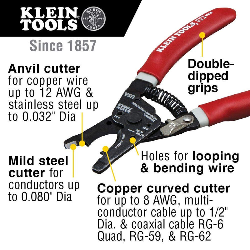 [Australia - AusPower] - Klein Tools VDV026-211 Coax Installation Kit with Crimp Tool, Cable Cutter, Stripper and F Connectors with Storage Bag 