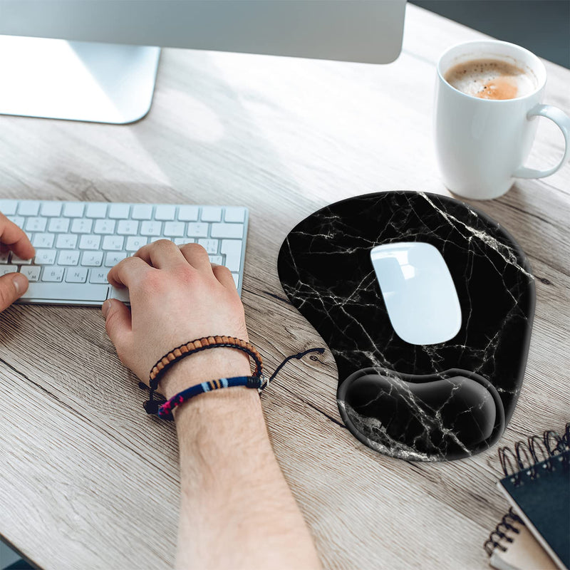 [Australia - AusPower] - Ergonomic Mouse Pad with Wrist Support Gel, iDonzon Cute Wrist Pad with Non-Slip Rubber Base, Easy Typing & Pain Relief, Black White Marble 