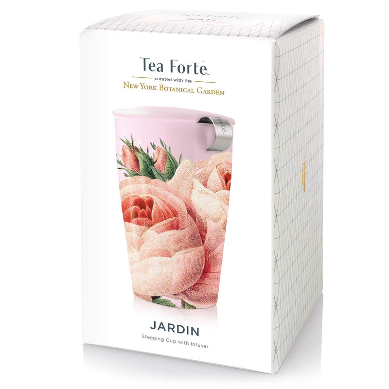 [Australia - AusPower] - Tea Forte Kati Cup Jardin, Ceramic Tea Infuser Cup with Infuser Basket and Lid for Steeping Loose Leaf Tea 