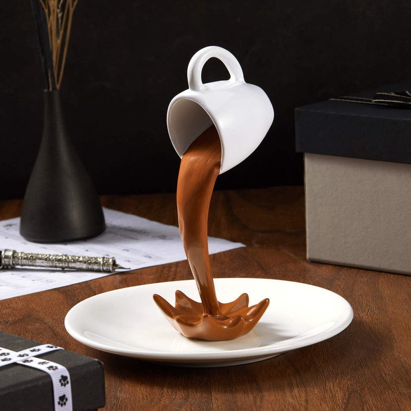 [Australia - AusPower] - Floating Spilling Coffee Cup Magic Pouring Splash Coffee Mug Pouring Spilling Coffee Mugs Cafe Novelty Funny Coffee Cup Sculpture Art Decoration for Home Decor Coffee Lover (Brown Floating) Brown Floating 