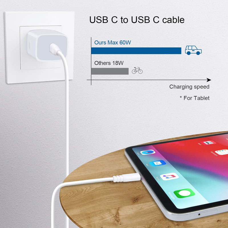 [Australia - AusPower] - USB C Box Fast Wall Charger for Samsung Galaxy S22 Ultra/S21 FE 5G/A13 5G/S21/Z Fold 3/Z Flip 3/S20FE/A52/A12/A32,Pad Pro, Google Pixel 6 Pro 5 4 XL/3/2,20W PD Power Adapter with 6FT Type C to C Cable White 