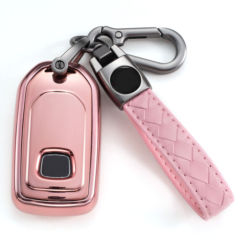 [Australia - AusPower] - CHENMI for Honda Key fob Cover with Leather Keychain,Soft TPU Full Shell Protection,Key case Compatible Accord Civic CRV Pilot Odyssey Passport Smart Remote Key，Key Shell-Pink E-Pink D699-3 