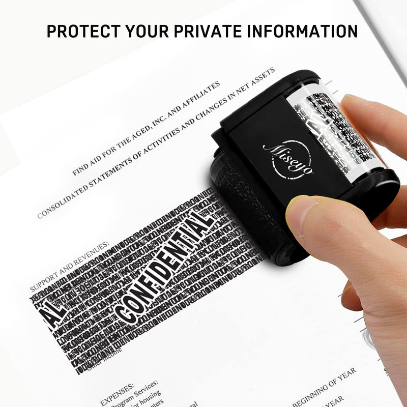 [Australia - AusPower] - Miseyo Identity Theft Protection Roller Stamp Set - Black (Incleded 3 Refill Ink) 2.black 
