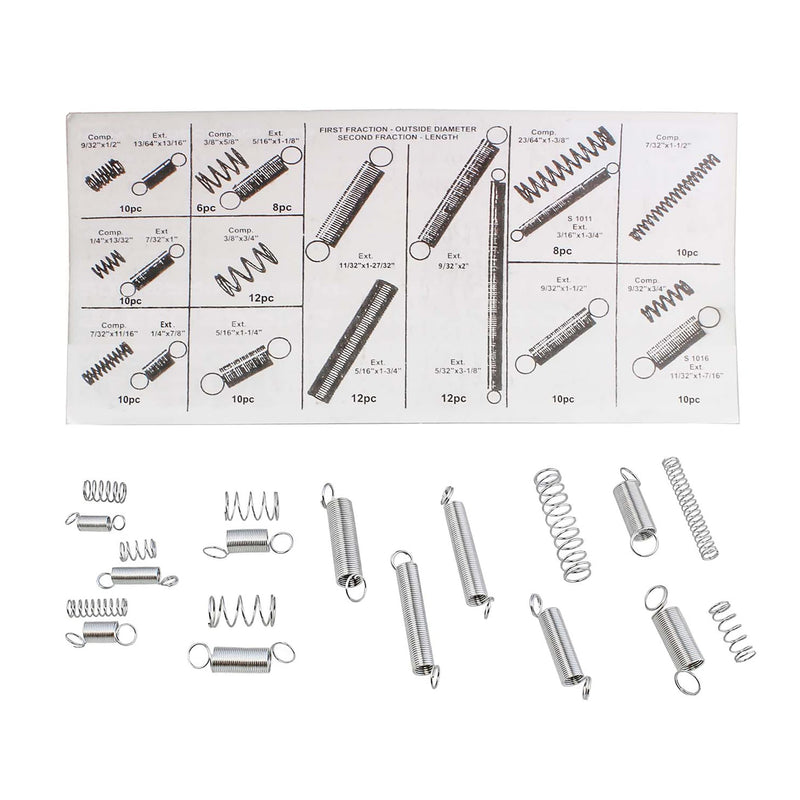 [Australia - AusPower] - ABN Compression & Extension Spring 200 pc Assortment Set, Heavy-Duty Steel Wire – Metal Tension Springs Replacement Kit 