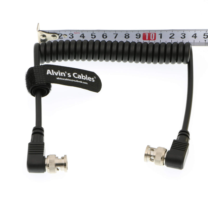[Australia - AusPower] - Alvin's Cables BNC to BNC Coiled Cable 3G SDI Cable Right Angle BNC to Right Angle BNC for Blackmagic 90° to 90° Black 