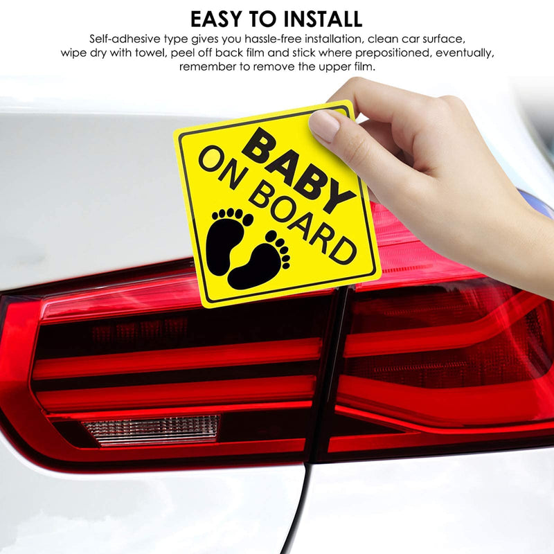 [Australia - AusPower] - SH-RuiDu BABY ON BOARD Sticker Car Decals Safety Signs Self-adhesive Easy to Install Waterproof Long to Last A (2PCS) footprint 