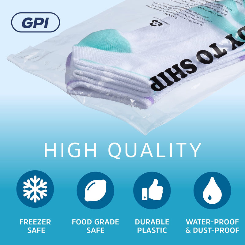[Australia - AusPower] - GPI - Pack of 100 8" x 10", Clear SELF Seal Poly Bags - 1.5 mil Polybags with Permanent Adhesive Strip & Suffocation Warning for Packaging T Shirts & Clothing. Perfect for Shipping Supplies with FBA 