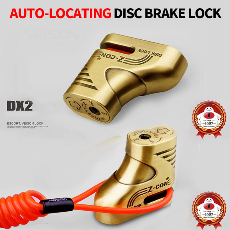 [Australia - AusPower] - Motorcycle Locks Heavy Duty Anti Theft,Cable Locks with Combination,Heavy Duty Bike Lock with Key Seatylock,Mini Lock,Wheel Disc Lock,Disk Brake Lock Accessories for Adult Bikes and Cables Gold 