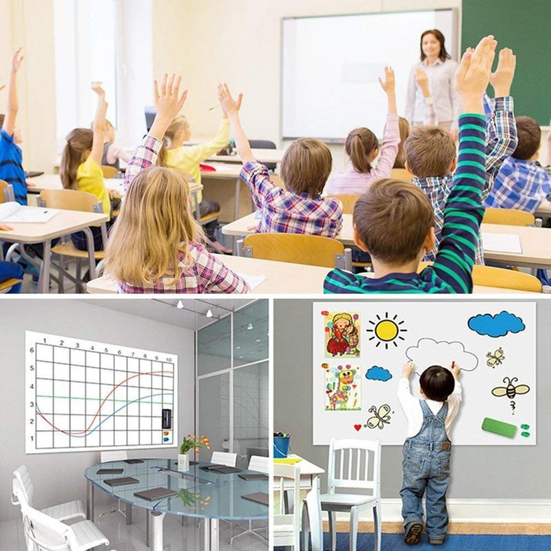 [Australia - AusPower] - Self Adhesive White Board Paper - Dry Erase Wall Stickers Roll 17.7" x 78.7" Message Board Wallpaper Decal for School/Office/Home/Kid/Art/Decoration 