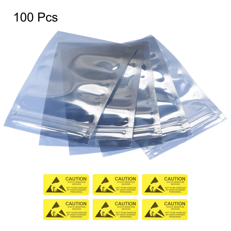 [Australia - AusPower] - MECCANIXITY Anti Static Bags Shielding Bag 100pcs 3x4.7inch(8x12cm) Resealable with Labels for Hard Drive HDD SSD 