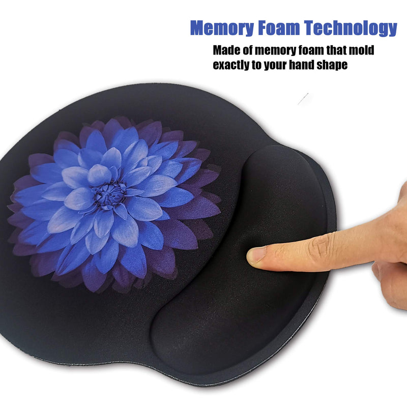 [Australia - AusPower] - Ergonomic Mouse Pad with Wrist Support,Dooke Cute Wrist Pad with Non-Slip Rubber Base for Computer, Laptop, Home Office Gaming, Working, Easy Typing & Pain Relief Purple Flowers 