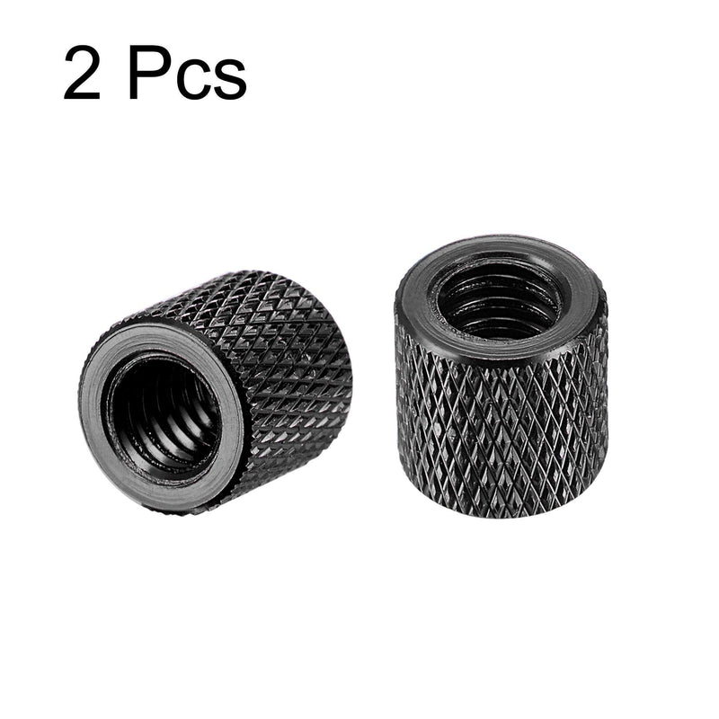 [Australia - AusPower] - uxcell 1/4-20 x 10mm x10mm Aluminum Alloy Hand Screw Nuts Diamond Knurl Knurled Camera Tripod Pass Hole Nut Black 2pcs 