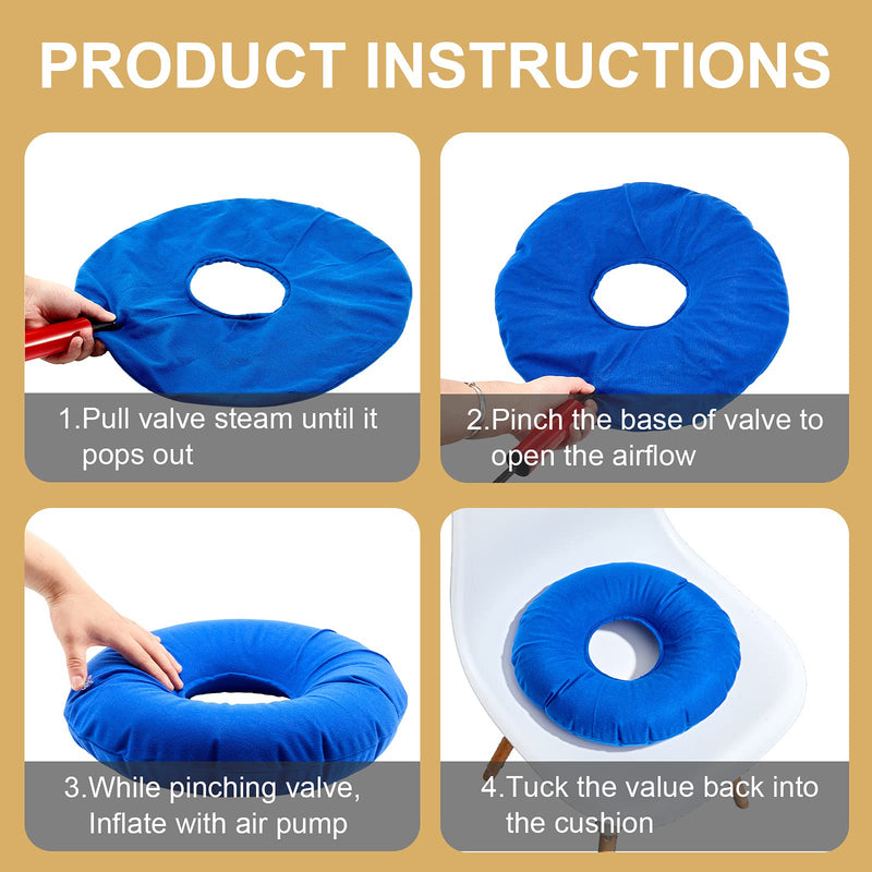 [Australia - AusPower] - Zonon 2 Pieces Inflatable Donut Cushion Inflatable Ring Cushion Seat 15 Inch Round Inflatable Cushion Portable Donut Cushion Pillow for Home Office Chair Wheelchair Car, 2 Colors (Blue, Red) Blue, Red 