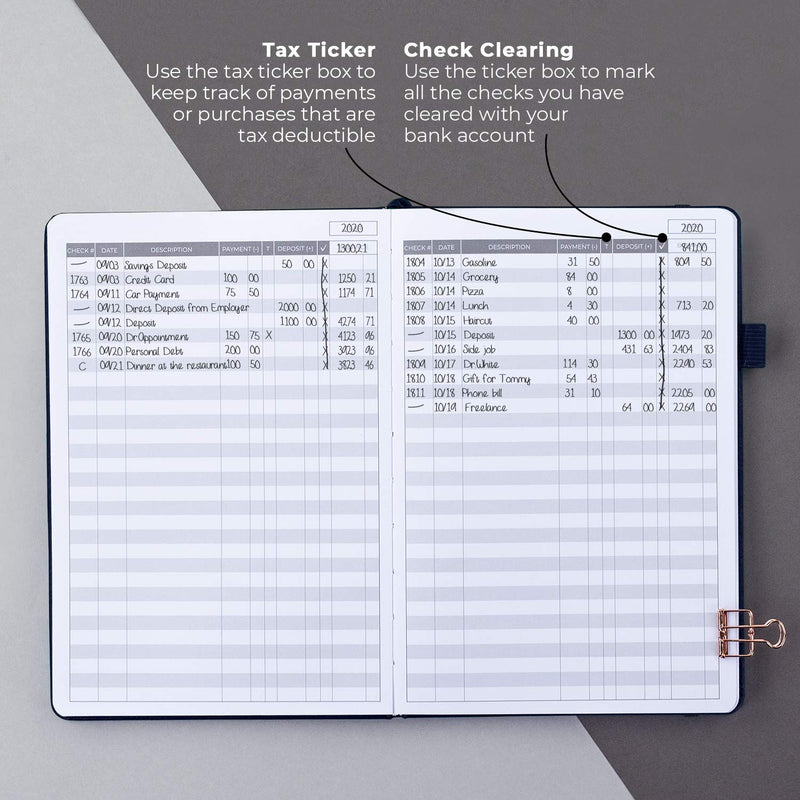 [Australia - AusPower] - Clever Fox Check Register – Deluxe Checkbook Log with Check & Transaction Registers, Bank Account Register Booklets for Personal and Work Use, A5 Hardcover - Dark Blue A5 (5.8'' x 8.3'') 