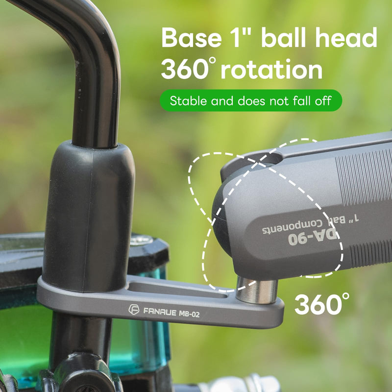[Australia - AusPower] - FANAUE Bolt Head Adapter Ball Base, Compatible with RAM Mount B Size 1" Ball Double Socket Arm with 10mm Mounting Holes, TPU Ball Head Antislip Shock Absorption Main Body Made of Aluminum Alloy 