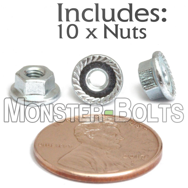 [Australia - AusPower] - MonsterBolts - M3 Serrated Flange Nuts, DIN 6923, Zinc CR+3, 10 Pack M3 - 0.50 