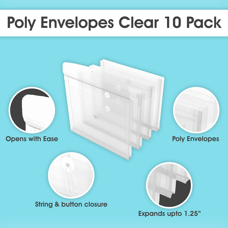 [Australia - AusPower] - 1InTheOffice Poly Envelopes w/ Side Opening, Letter, Clear, 10/Pack 