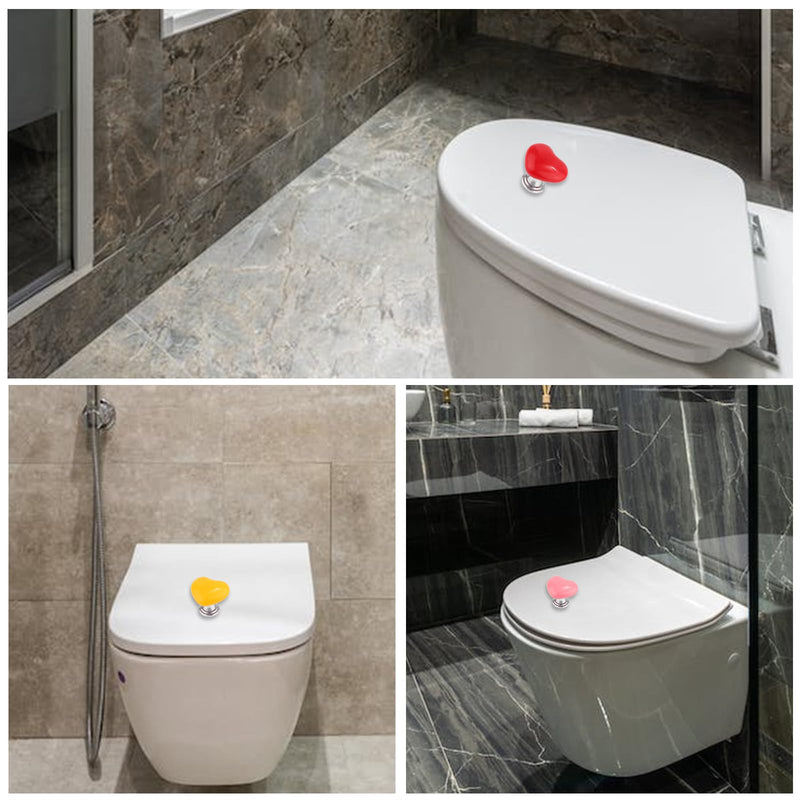 [Australia - AusPower] - 4pcs Toilet Button, Love Heart Toilet Tank Button Toilet Flush Button Toilet Button Press Toilet Tank Push Button Aid for BathroomÂ Women Home Hotel (4 Colors, Stickable Type) 